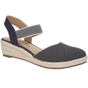 LifeStride Womens Kimmie Navy Ankle Strap Closed Toe Wedge Sandals Shoes New